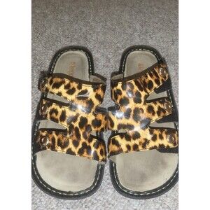 ALEGRIA  LEOPARD PRINT LEATHER SANDALS 42